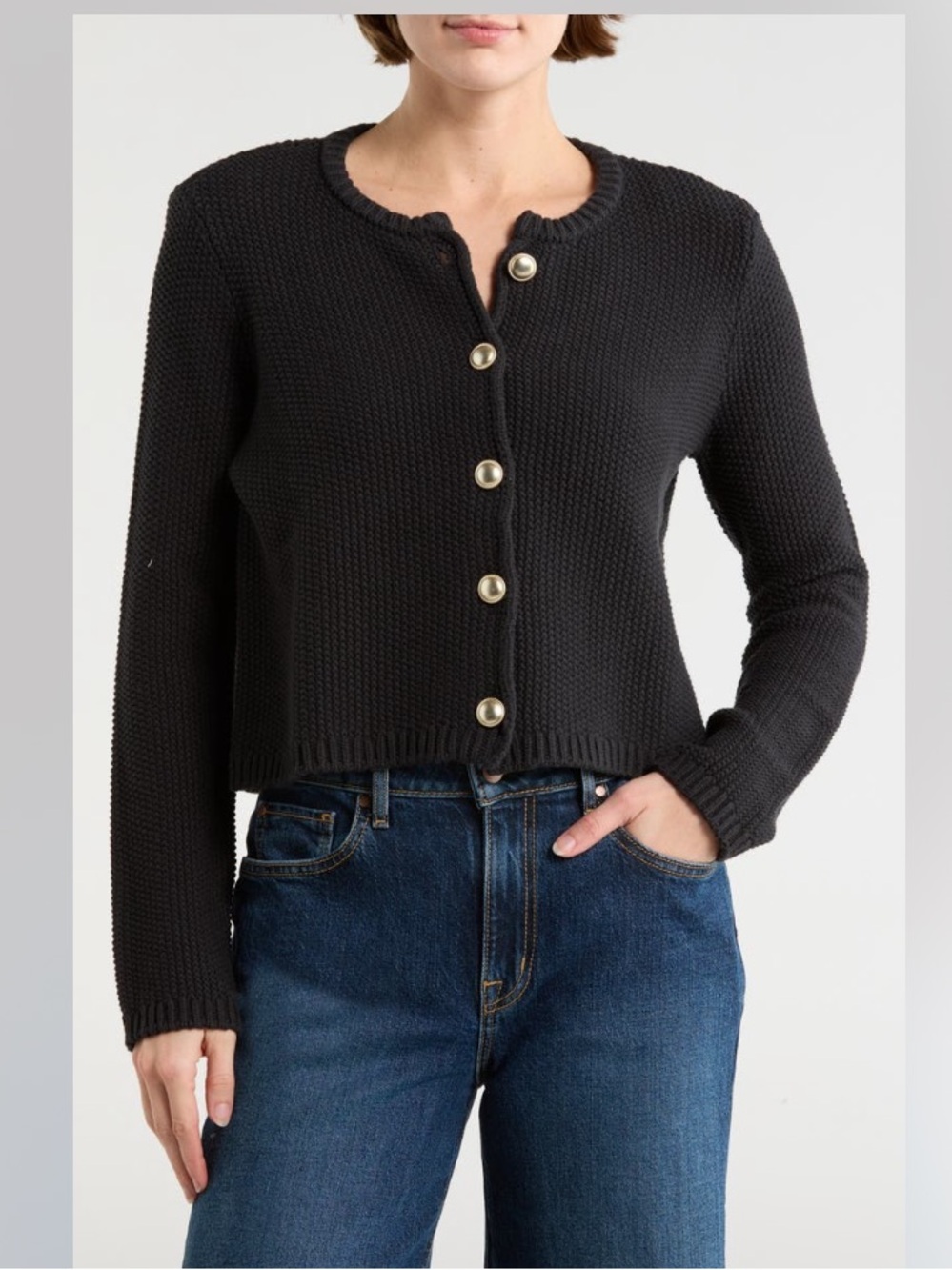 SPLENDID Fisher Cardigan Classic Black Button-Front Knit Sweater SZ XL X Large